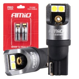 ŻARÓWKI LED FULL CANBUS  PRO T10 W5W 4x3030 SMD BIAŁE 12V 24V AMIO-03580