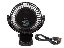 44-505# WENTYLATOR BIURKOWY Z KLI PSEM 15CM USB+AKUMULATOR CZARNY