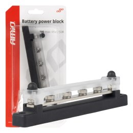 BLOK ROZDZIELCZY MASY  PLUSA BUS BAR M6 12V - 48V 150A AMIO-03808