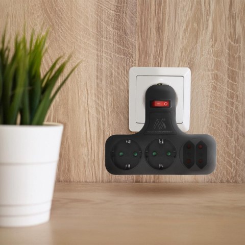 GNIAZDKO PRĄDOWE MACLEAN, POCZWÓRNE Z WYŁĄCZNIKIEM, NÓŻKA STABILIZUJĄCĄ, TY PU SCHUKO, 2x2.5A, 2x16A, MCE224 G/B GNIAZDKO PRĄDOWE MACLEAN, POCZWÓRNE Z WYŁĄCZNIKIEM, NÓŻKA STABILIZUJĄCĄ, TY PU SCHUKO, 2x2.5A, 2x16A, MCE224 G/B