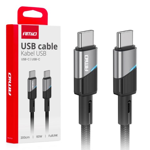 KABEL DO ŁADOWANIA USB-C - USB-C 60W 200CM FULLLINK AMIO-03927 KABEL DO ŁADOWANIA USB-C - USB-C 60W 200CM FULLLINK AMIO-03927