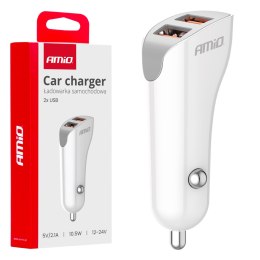 ŁADOWARKA SAMOCHODOWA 2x USB-A 2.1A AMIO-03874