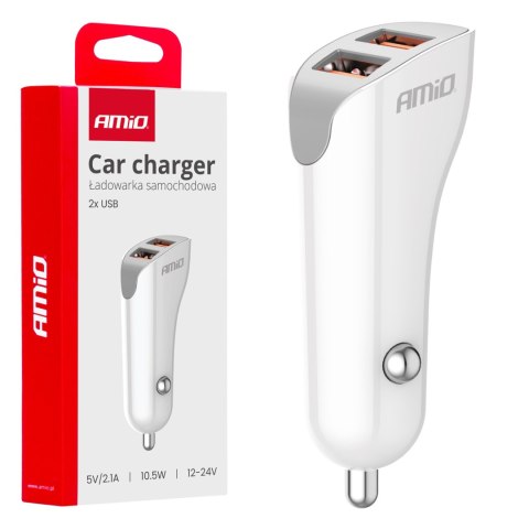 ŁADOWARKA SAMOCHODOWA 2x USB-A 2.1A AMIO-03874 ŁADOWARKA SAMOCHODOWA 2x USB-A 2.1A AMIO-03874