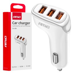 ŁADOWARKA SAMOCHODOWA 3x USB-A 3.1A AMIO-03885