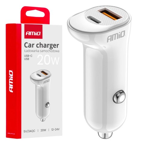 ŁADOWARKA SAMOCHODOWA USB-A+ USB-C 20W AMIO-03875 ŁADOWARKA SAMOCHODOWA USB-A+ USB-C 20W AMIO-03875