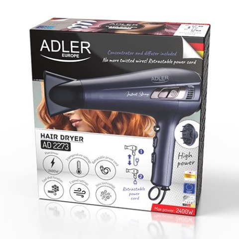 AD 2273 SUSZARKA ZE ZWIJANYM PRZEWODEM - 2400W + DYFUZOR AD 2273 SUSZARKA ZE ZWIJANYM PRZEWODEM - 2400W + DYFUZOR