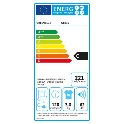 SUSZARKA ELEKTRYCZNA BĘBNOWA DO UBRAŃ GREENBLUE, 3KG WSAD, GB410 SUSZARKA ELEKTRYCZNA BĘBNOWA DO UBRAŃ GREENBLUE, 3KG WSAD, GB410