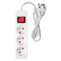 PRZEDŁUŻACZ LISTWOWY 1.5M, 3x1.5MM2, 3G, BIAŁY, ON/OFF