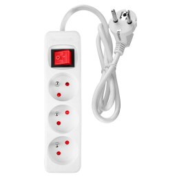 PRZEDŁUŻACZ LISTWOWY 1.5M, 3x1.5MM2, 3G, BIAŁY, ON/OFF