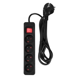 PRZEDŁUŻACZ LISTWOWY 1.5M, 3x1.5MM2, 4G, CZARNY, ON/OFF