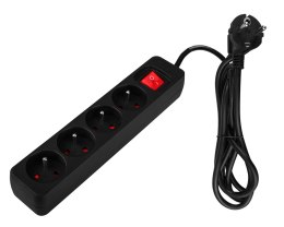 PRZEDŁUŻACZ LISTWOWY 1.5M, 3x1.5MM2, 4G, CZARNY, ON/OFF