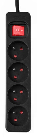 PRZEDŁUŻACZ LISTWOWY 1.5M, 3x1.5MM2, 4G, CZARNY, ON/OFF