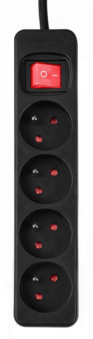 PRZEDŁUŻACZ LISTWOWY 1.5M, 3x1.5MM2, 4G, CZARNY, ON/OFF PRZEDŁUŻACZ LISTWOWY 1.5M, 3x1.5MM2, 4G, CZARNY, ON/OFF