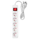 PRZEDŁUŻACZ LISTWOWY 1.5M, 3x1.5MM2, 5G, BIAŁY, ON/OFF