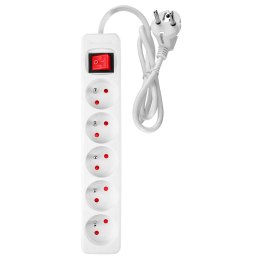 PRZEDŁUŻACZ LISTWOWY 1.5M, 3x1.5MM2, 5G, BIAŁY, ON/OFF