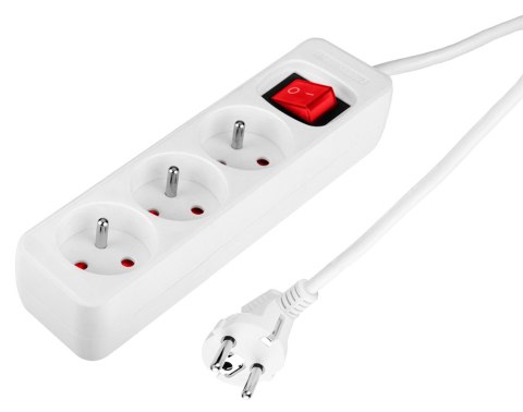 PRZEDŁUŻACZ LISTWOWY 3M, 3x1.5MM2, 3G, BIAŁY, ON/OFF PRZEDŁUŻACZ LISTWOWY 3M, 3x1.5MM2, 3G, BIAŁY, ON/OFF