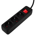 PRZEDŁUŻACZ LISTWOWY 3M, 3x1.5MM2, 3G, CZARNY, ON/OFF