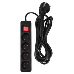 PRZEDŁUŻACZ LISTWOWY 3M, 3x1.5MM2, 4G, CZARNY, ON/OFF