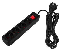 PRZEDŁUŻACZ LISTWOWY 3M, 3x1.5MM2, 4G, CZARNY, ON/OFF