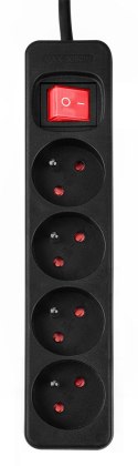 PRZEDŁUŻACZ LISTWOWY 3M, 3x1.5MM2, 4G, CZARNY, ON/OFF