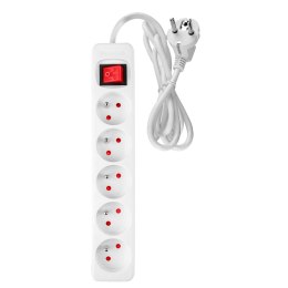 PRZEDŁUŻACZ LISTWOWY 3M, 3x1.5MM2, 5G, BIAŁY, ON/OFF