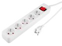 PRZEDŁUŻACZ LISTWOWY 3M, 3x1.5MM2, 5G, BIAŁY, ON/OFF