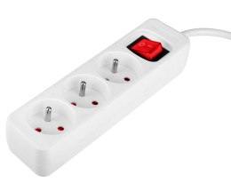 PRZEDŁUŻACZ LISTWOWY 5M, 3x1.5MM2, 3G, BIAŁY, ON/OFF