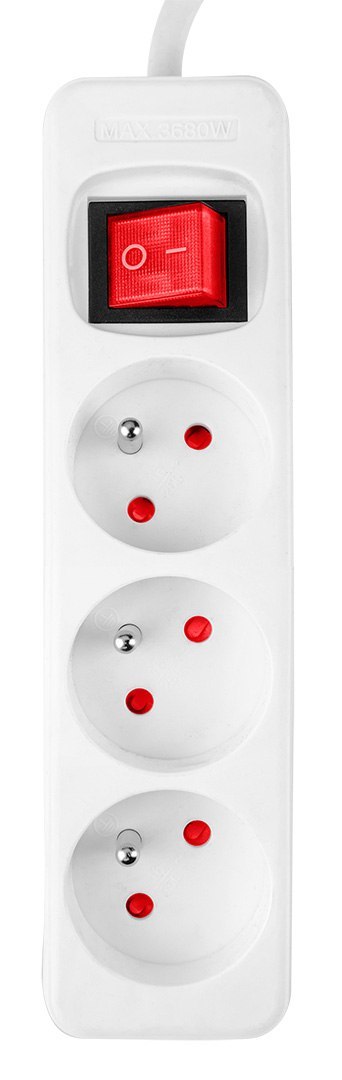 PRZEDŁUŻACZ LISTWOWY 5M, 3x1.5MM2, 3G, BIAŁY, ON/OFF PRZEDŁUŻACZ LISTWOWY 5M, 3x1.5MM2, 3G, BIAŁY, ON/OFF