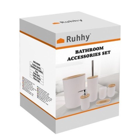 ZESTAW AKCESORIÓW ŁAZIENKOWYCH - BIAŁY RUHHY 24635 ZESTAW AKCESORIÓW ŁAZIENKOWYCH - BIAŁY RUHHY 24635