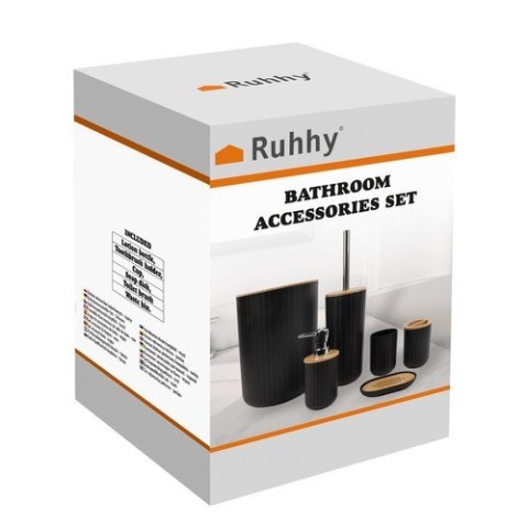ZESTAW AKCESORIÓW ŁAZIENKOWYCH - CZARNY RUHHY24636 ZESTAW AKCESORIÓW ŁAZIENKOWYCH - CZARNY RUHHY24636