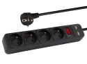 98-779# PRZEDŁUŻACZ SIECIOWY  PR-470WS P/USB 4-GNIAZDA+USB Z UZIEMIENIEM+WYŁĄCZNIK 5M CZARNY 3x1,5MM