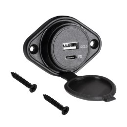 ŁADOWARKA SAMOCHODOWA USB+USB TY PU C Z FUNCKJĄ QUICK CHARGE I POWER DELIVERY