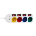 LISTWA ZASILAJĄCA MACLEAN,  PRZEDŁUŻACZ 4 GNIAZDA + USB A / C, Z WŁĄCZNIKAMI, 250VAC/10A, 1.5M, BIAŁA, MCE508 W