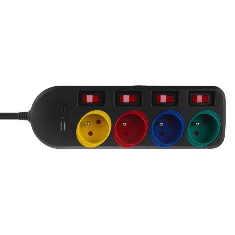 LISTWA ZASILAJĄCA MACLEAN, PRZEDŁUŻACZ 4 GNIAZDA + USB A / C, Z WŁĄCZNIKAMI, 250VAC/10A, 1.5M, CZARNA, MCE508 B LISTWA ZASILAJĄCA MACLEAN, PRZEDŁUŻACZ 4 GNIAZDA + USB A / C, Z WŁĄCZNIKAMI, 250VAC/10A, 1.5M, CZARNA, MCE508 B