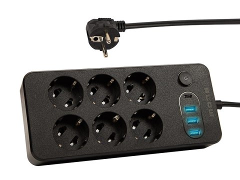 98-211# PRZEDŁUŻACZ SIECIOWY PS-630 6-GNIAZD 3xUSB 1xUSB-C 3M CZARNY 2x1MM 98-211# PRZEDŁUŻACZ SIECIOWY PS-630 6-GNIAZD 3xUSB 1xUSB-C 3M CZARNY 2x1MM