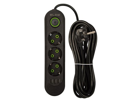 98-215# PRZEDŁUŻACZ SIECIOWY PS-350 3-GNIAZDA 3xUSB 5M CZARNY 2x1MM 98-215# PRZEDŁUŻACZ SIECIOWY PS-350 3-GNIAZDA 3xUSB 5M CZARNY 2x1MM