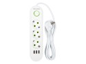 98-217# PRZEDŁUŻACZ SIECIOWY  PS-330 3-GNIAZDA 3xUSB 3M BIAŁY 2x1MM