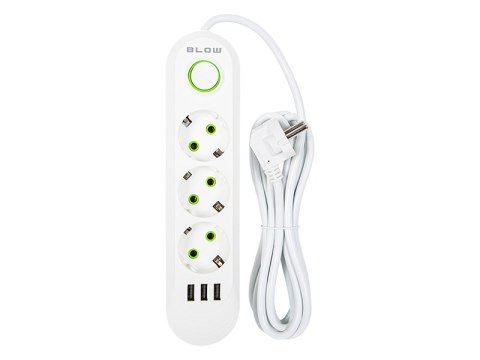 98-217# PRZEDŁUŻACZ SIECIOWY PS-330 3-GNIAZDA 3xUSB 3M BIAŁY 2x1MM 98-217# PRZEDŁUŻACZ SIECIOWY PS-330 3-GNIAZDA 3xUSB 3M BIAŁY 2x1MM