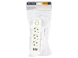 98-218# PRZEDŁUŻACZ SIECIOWY  PS-350 3-GNIAZDA 3xUSB 5M BIAŁY 2x1MM
