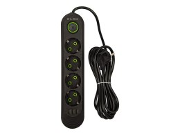 98-220# PRZEDŁUŻACZ SIECIOWY  PS-430 4-GNIAZDA 3xUSB 3M CZARNY 2x1MM