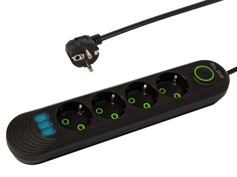 98-222# PRZEDŁUŻACZ SIECIOWY PS-450 4-GNIAZDA 3xUSB 5M CZARNY 2x1MM 98-222# PRZEDŁUŻACZ SIECIOWY PS-450 4-GNIAZDA 3xUSB 5M CZARNY 2x1MM
