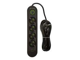 98-222# PRZEDŁUŻACZ SIECIOWY  PS-450 4-GNIAZDA 3xUSB 5M CZARNY 2x1MM
