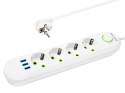 98-223# PRZEDŁUŻACZ SIECIOWY  PS-420 4-GNIAZDA 3xUSB 2M BIAŁY 2x1MM