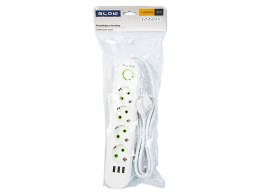 98-223# PRZEDŁUŻACZ SIECIOWY  PS-420 4-GNIAZDA 3xUSB 2M BIAŁY 2x1MM