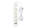 98-223# PRZEDŁUŻACZ SIECIOWY  PS-420 4-GNIAZDA 3xUSB 2M BIAŁY 2x1MM