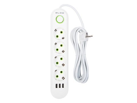 98-225# PRZEDŁUŻACZ SIECIOWY PS-450 4-GNIAZDA 3xUSB 5M BIAŁY 2x1MM 98-225# PRZEDŁUŻACZ SIECIOWY PS-450 4-GNIAZDA 3xUSB 5M BIAŁY 2x1MM