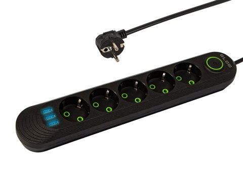 98-226# PRZEDŁUŻACZ SIECIOWY PS-520 5-GNIAZD 3xUSB 2M CZARNY 2x1MM 98-226# PRZEDŁUŻACZ SIECIOWY PS-520 5-GNIAZD 3xUSB 2M CZARNY 2x1MM