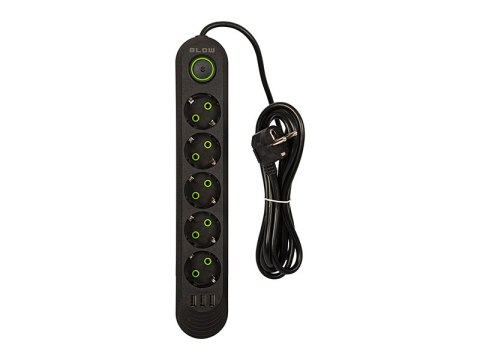 98-226# PRZEDŁUŻACZ SIECIOWY PS-520 5-GNIAZD 3xUSB 2M CZARNY 2x1MM 98-226# PRZEDŁUŻACZ SIECIOWY PS-520 5-GNIAZD 3xUSB 2M CZARNY 2x1MM
