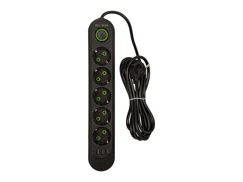98-227# PRZEDŁUŻACZ SIECIOWY PS-530 5-GNIAZD 3xUSB 3M CZARNY 2x1MM 98-227# PRZEDŁUŻACZ SIECIOWY PS-530 5-GNIAZD 3xUSB 3M CZARNY 2x1MM