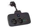 98-233# ROZGAŁĘŹNIK  PS-310U 3-GNIAZDA 3xUSB 0.1M CZARNY 2x1MM  PRZEDŁUŻACZ